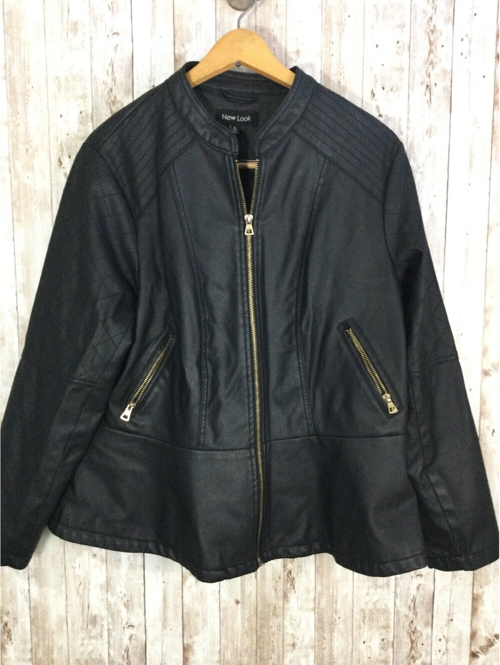 New Look Moto Faux Leather Jacket Women's Size 1X Peplum Bottom NICE
